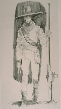 Wide-brimmed hat bounty hunter