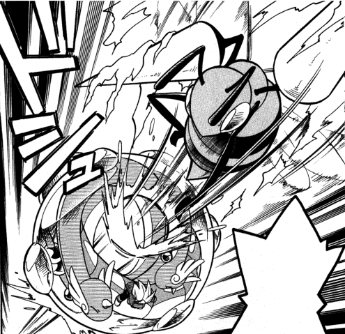 Arcos de Pokémon Adventures - Página 2 Giovanni_uses_his_Beedrill_to_penetrate_Lance's_protective_sphere