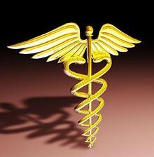 Golden-caduceus