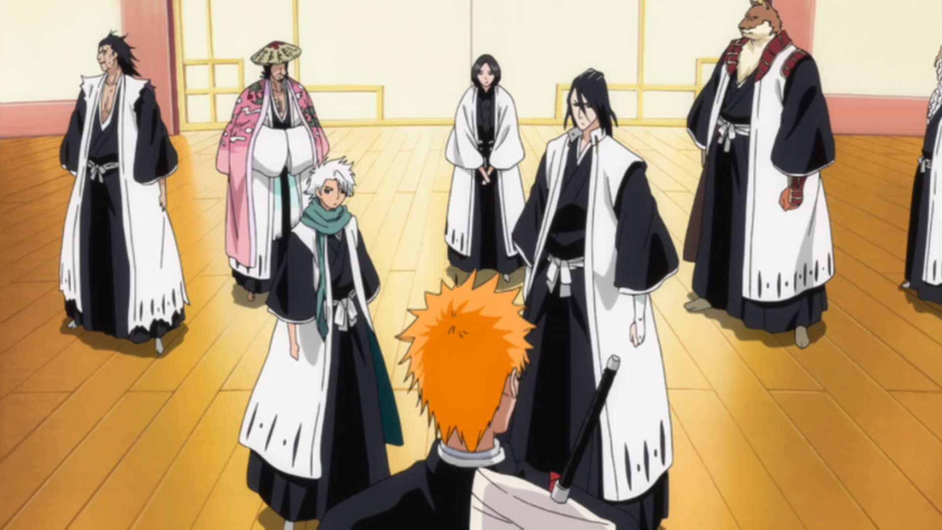 Ichigo greets the captains.