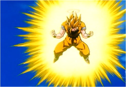 goku transforms into super saiyan