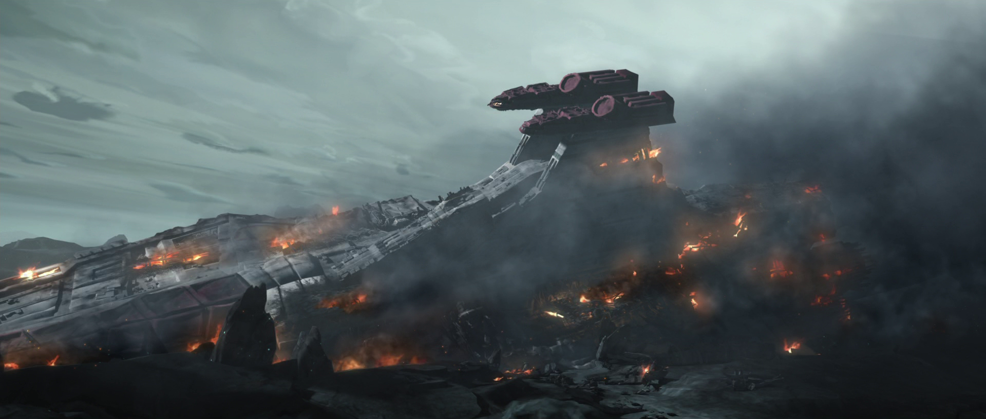 Crashed Republic Cruiser (x-post from /r/ImaginaryDerelicts). : StarWars