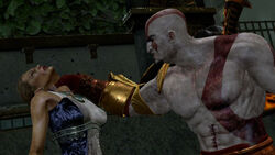Hera siendo asesinada por Kratos
