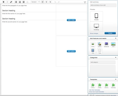 Create page template page