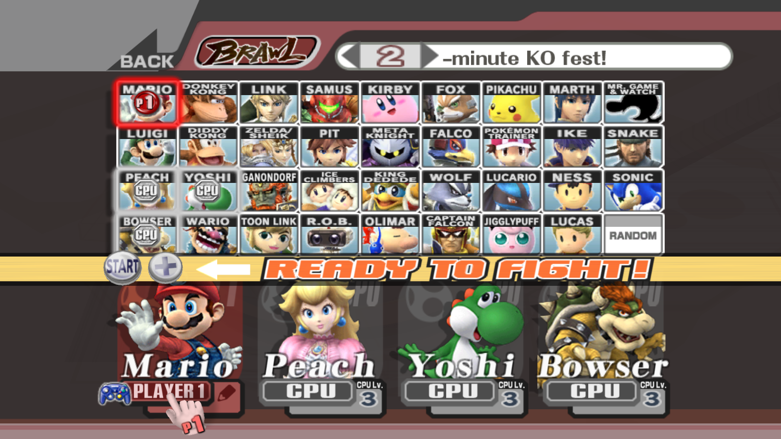 Gameplay. Character Selection - Super Smash Bros.