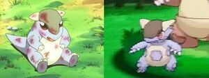 Comparación de Kangaskhan cría con la de MegaKangaskhan