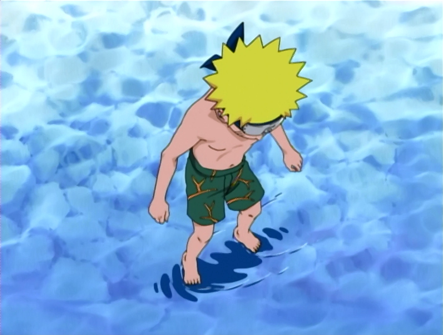 Naruto apprenant à marcher sur l'eau