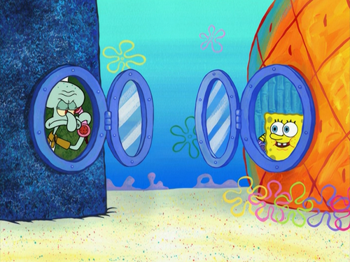 Download this Spongebob Calling Squidward Over His House picture