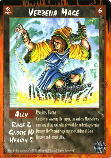 Rage card depicting a Verbena Mage.