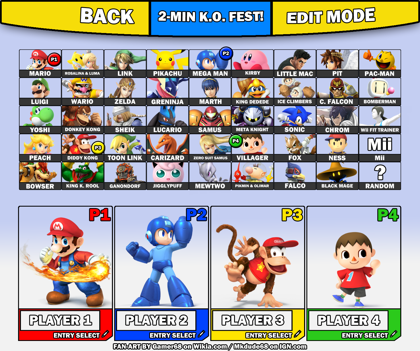 super smash bros 3ds characters