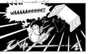 Goku and Android 8 fall through a trap door