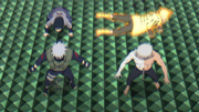 Obito se sacrifica para salvar a Naruto, Sasuke y Kakashi