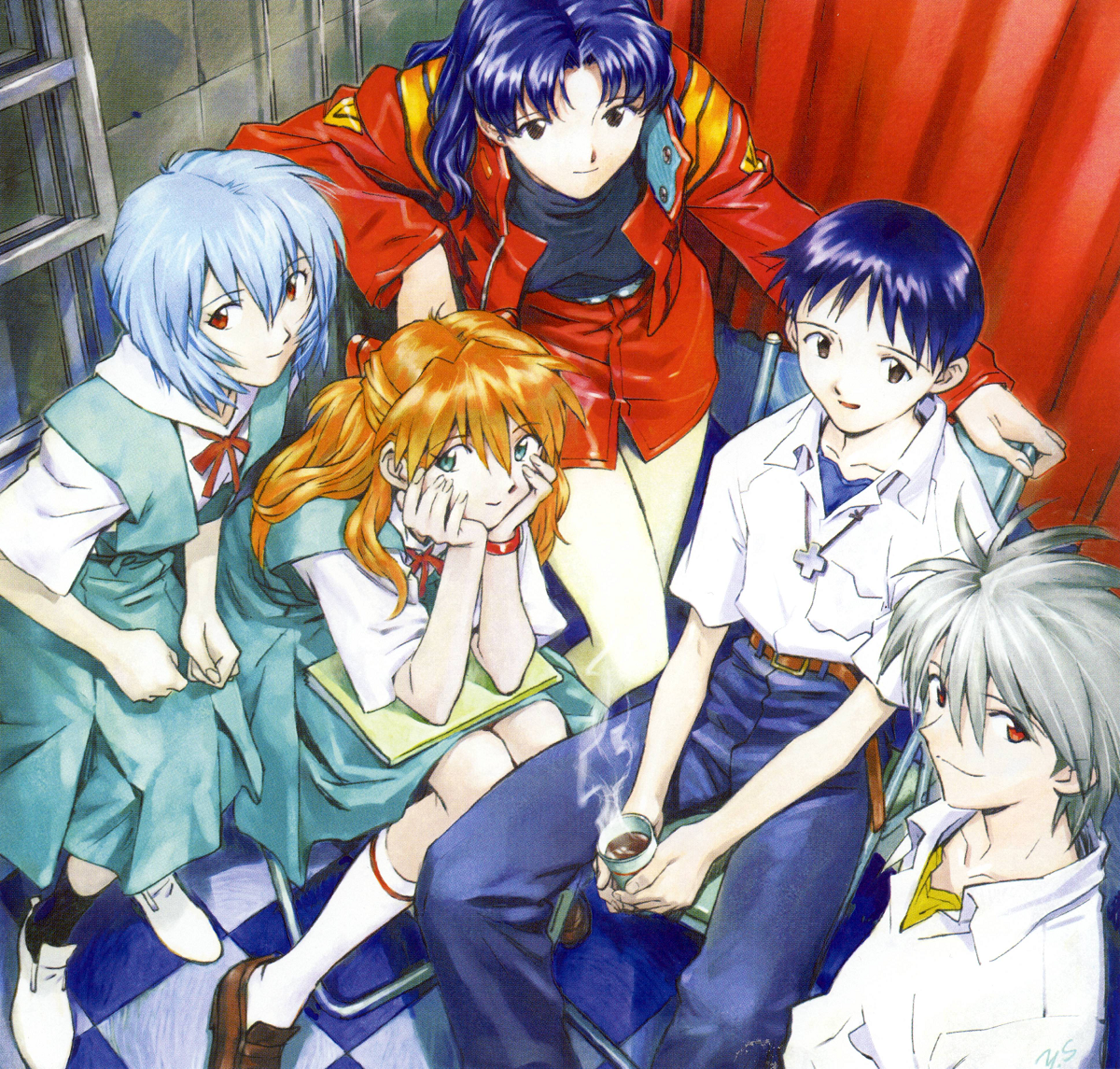 Image - Shinji Misato Rei Asuka Kaworu Artwork.png - Neon Genesis ...