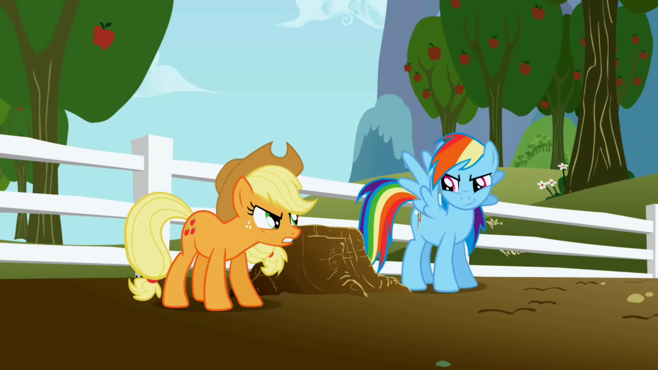 Image - Applejack and Rainbow Dash rivalry S1E03.png - My Little Pony ...