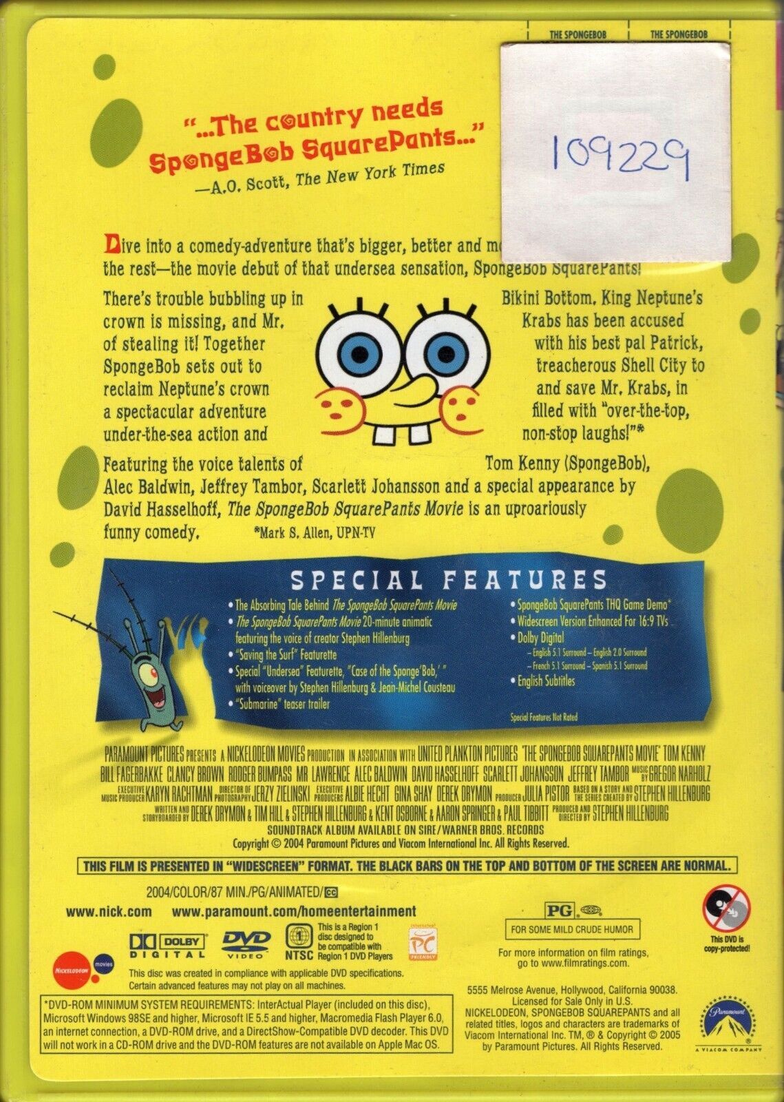 The SpongeBob SquarePants Movie (DVD) - Encyclopedia SpongeBobia - The ...